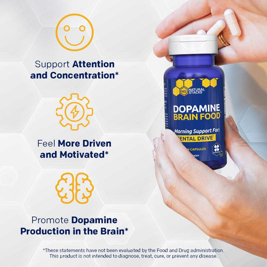 Dopamine Brain Food™ - 3 Pack - Dopamine Brain Food Supplement W/L-Tyrosine - Promotes Mental Drive, Clarity & Focus