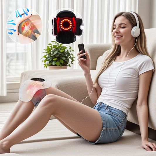 Anyask Knee Massager with Heat Cordless Heating Pad for Knee Pain Relief Vibration Massage Heated Knee Brace Wrap Large LED Screen