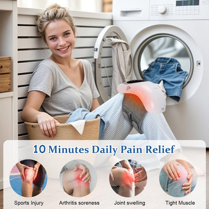 Anyask Knee Massager with Heat Cordless Heating Pad for Knee Pain Relief Vibration Massage Heated Knee Brace Wrap Large LED Screen