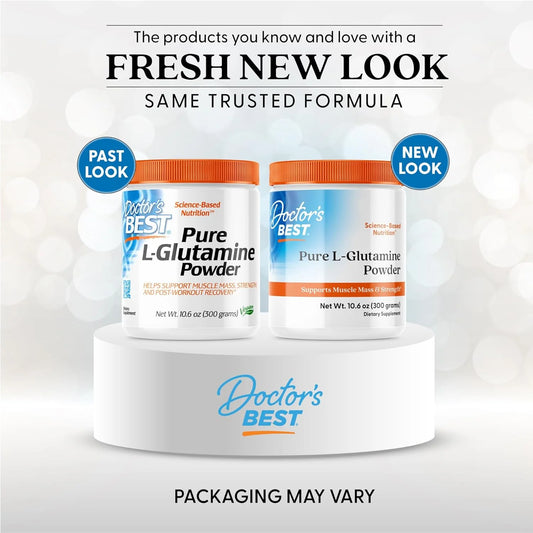 Doctors Best Pure L-Glutamine Powder, Supports Muscle Mass & Strength, Non-Gmo, Gluten Free, Soy Free, Vegan Net Wt. 10.6 Oz (300 Grams)