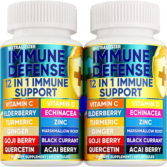 12 in 1 Premium Immune Defense Vitamins Immune Supplement W Vitamin D3 5000 IU Vitamin С 1000Mg Zinс 50Mg Luxe Choice for Premium Immune Support with Echinacea Elderberry and Ginger 120 Caps