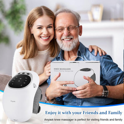 Anyask Knee Massager with Heat Cordless Heating Pad for Knee Pain Relief Vibration Massage Heated Knee Brace Wrap Large LED Screen