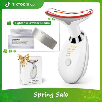 7-In-1 Neck Face Massager, 7 Color Led Face Neck Massage for Skin Care at Home, Portable Facial Massager,Face Sculpting Tool,Multifunctional Vibration