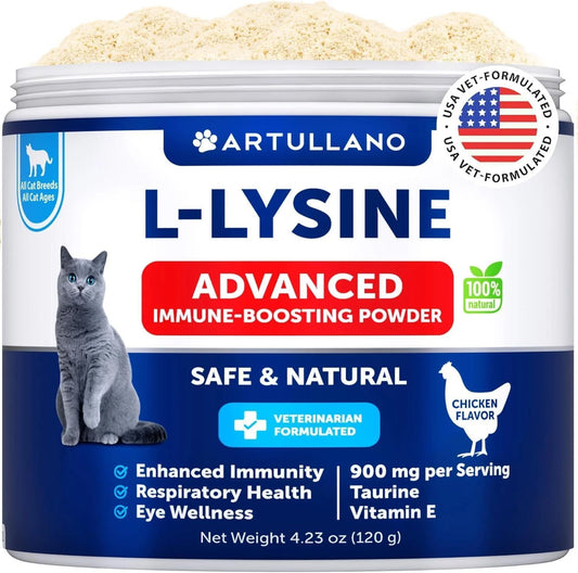L Lysine for Cats Lysine Powder Supplement 900Mg Serving Immune Support For