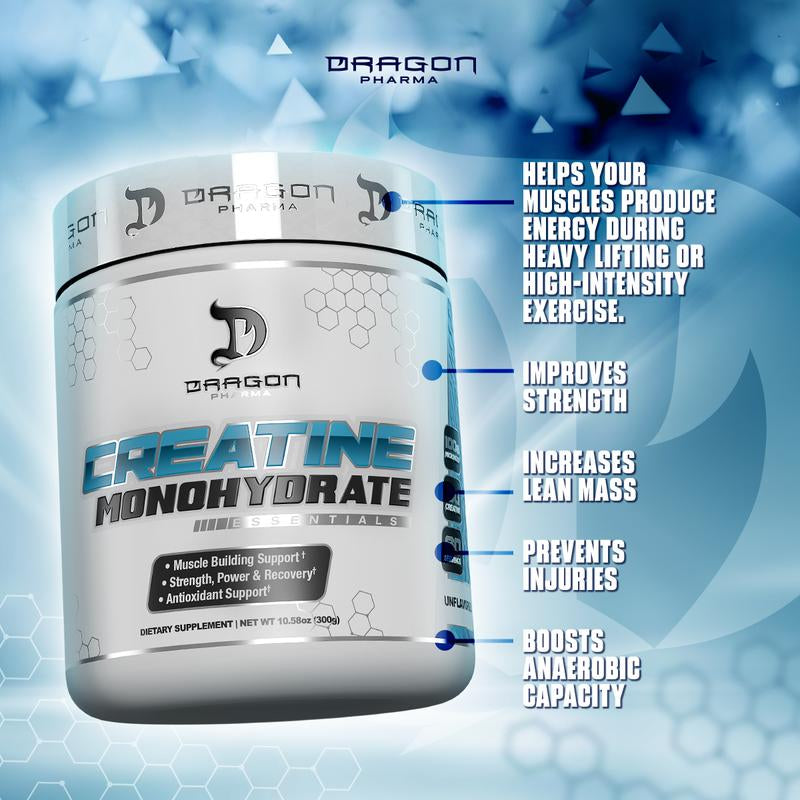 3 Bottles of Dragon Pharma Pre-Workout Essential Bundle: Venom Pre-Workout, Creatine 300G, Glutamine 300G