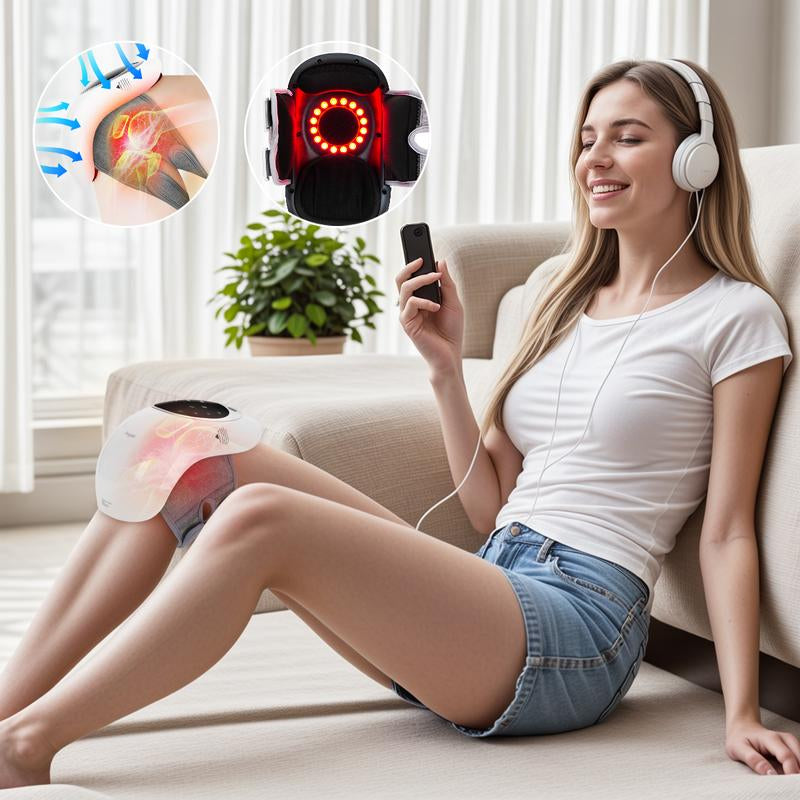 Anyask Knee Massager with Heat Cordless Heating Pad for Knee Pain Relief Vibration Massage Heated Knee Brace Wrap Large LED Screen