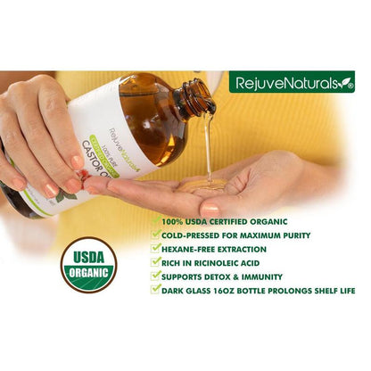 Castor Oil Pack for Liver & Detoxification + Overall Well-Being - 8 Piece Complete Kit. Includes 16Oz Glass Bottle of Organic Castor Oil, Easy to Use Castor Oil Compress with Adjustable Fit, 5 Soft Cotton Pads & Soothing Heat Pack. Pain Relief Relaxation