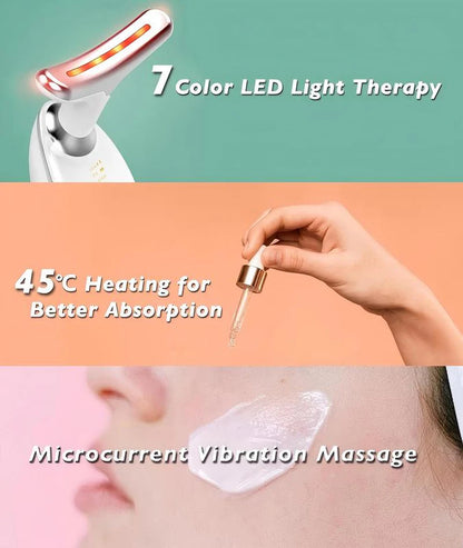 7-In-1 Neck Face Massager, 7 Color Led Face Neck Massage for Skin Care at Home, Portable Facial Massager,Face Sculpting Tool,Multifunctional Vibration