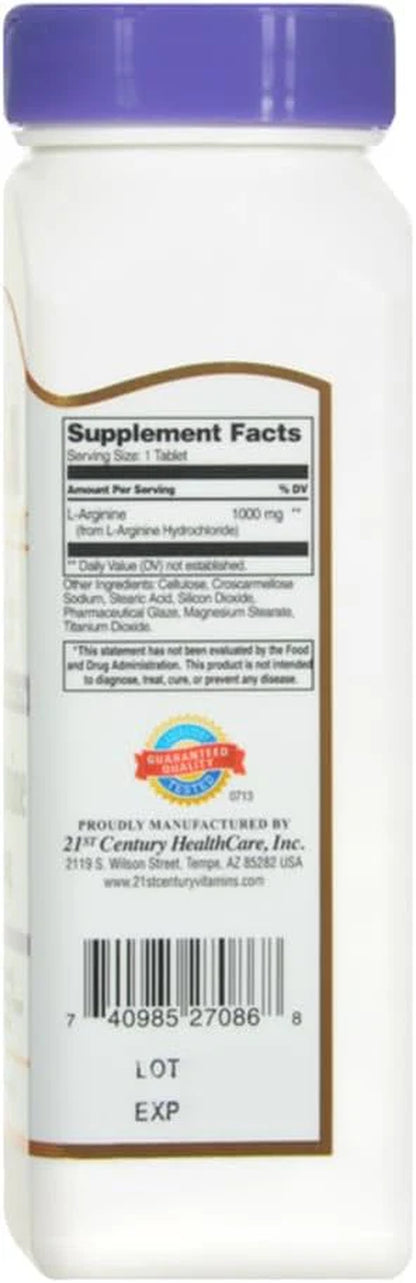 21St Century L-Arginine 1000Mg, Maximum Strength 100 Tablets